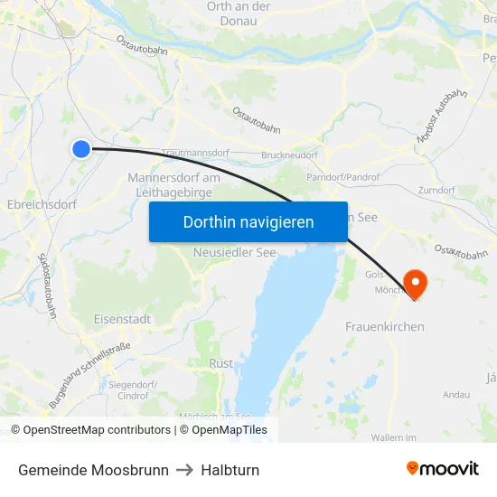Gemeinde Moosbrunn to Halbturn map