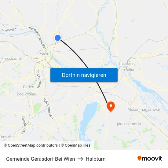 Gemeinde Gerasdorf Bei Wien to Halbturn map