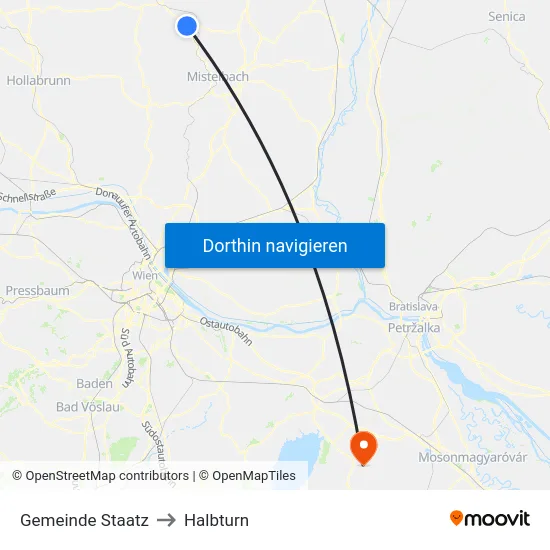 Gemeinde Staatz to Halbturn map