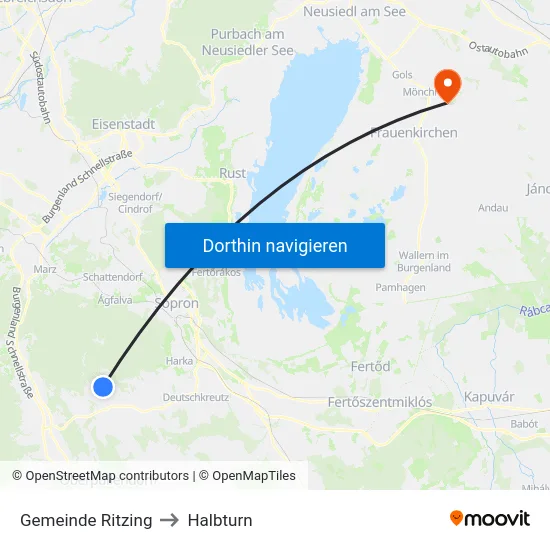 Gemeinde Ritzing to Halbturn map