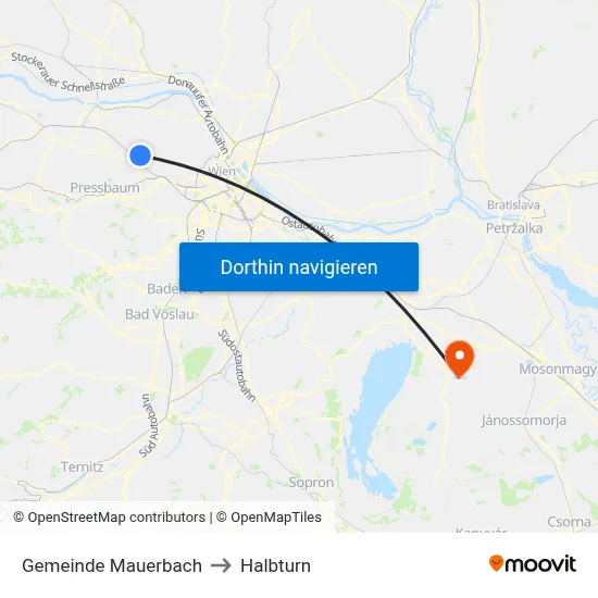 Gemeinde Mauerbach to Halbturn map