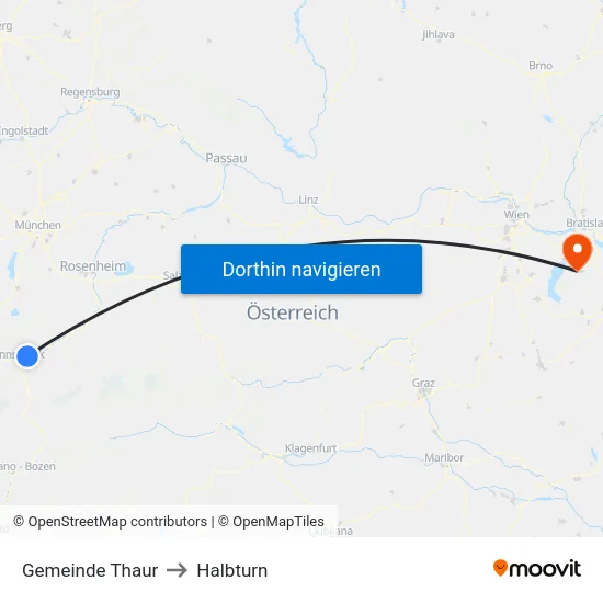 Gemeinde Thaur to Halbturn map