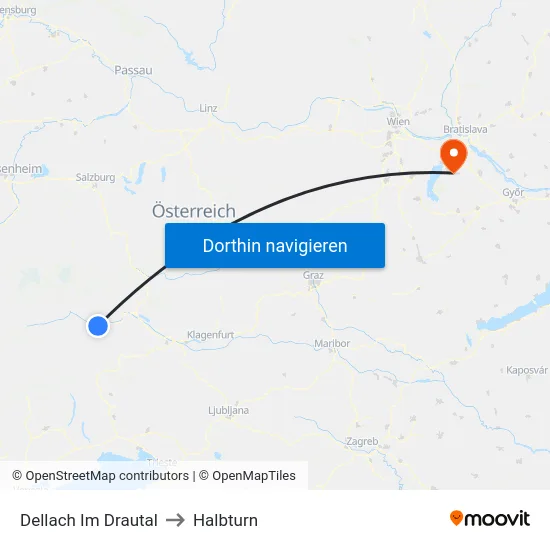 Dellach Im Drautal to Halbturn map