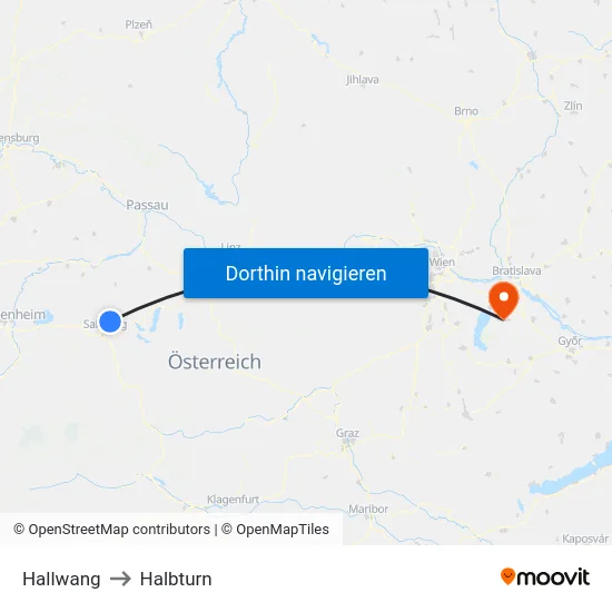 Hallwang to Halbturn map