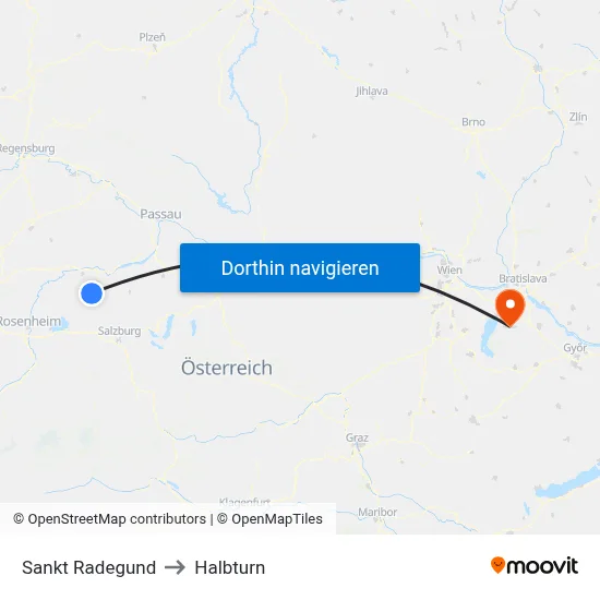 Sankt Radegund to Halbturn map