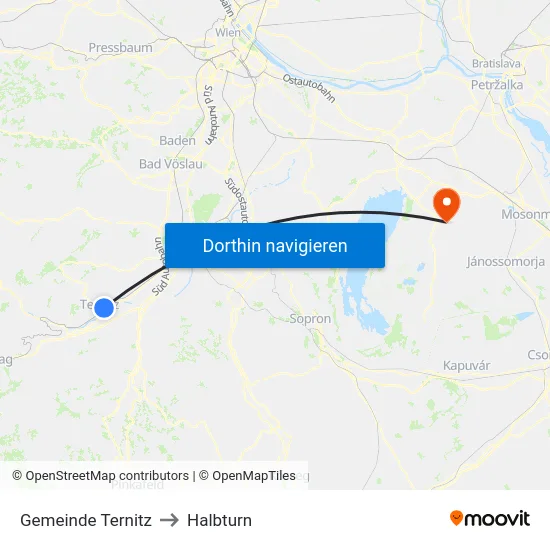 Gemeinde Ternitz to Halbturn map