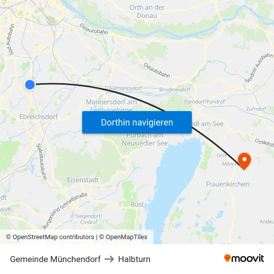 Gemeinde Münchendorf to Halbturn map