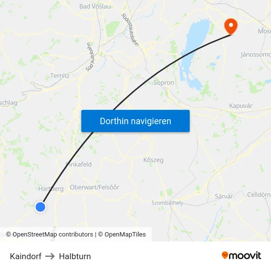 Kaindorf to Halbturn map