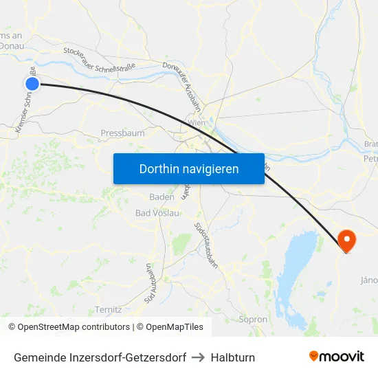 Gemeinde Inzersdorf-Getzersdorf to Halbturn map