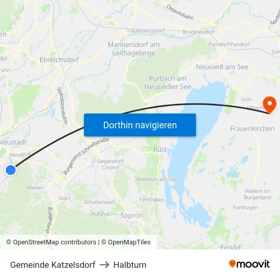 Gemeinde Katzelsdorf to Halbturn map