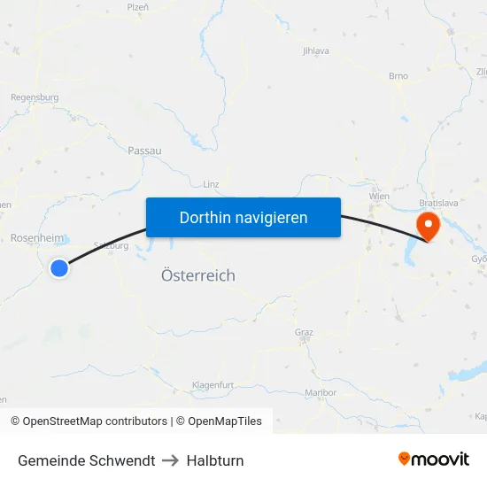 Gemeinde Schwendt to Halbturn map