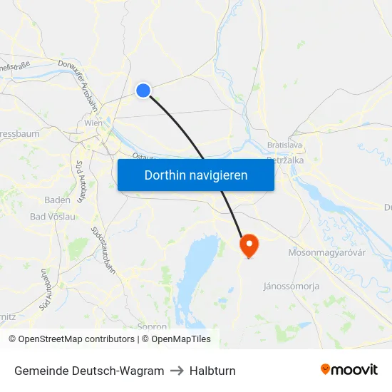 Gemeinde Deutsch-Wagram to Halbturn map