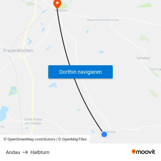Andau to Halbturn map