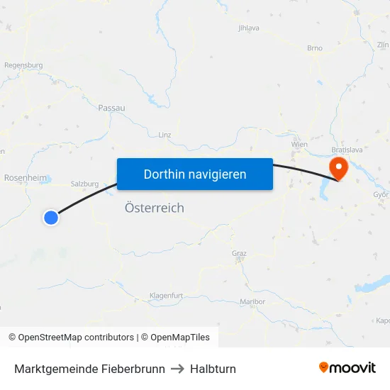 Marktgemeinde Fieberbrunn to Halbturn map
