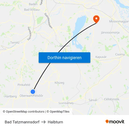 Bad Tatzmannsdorf to Halbturn map