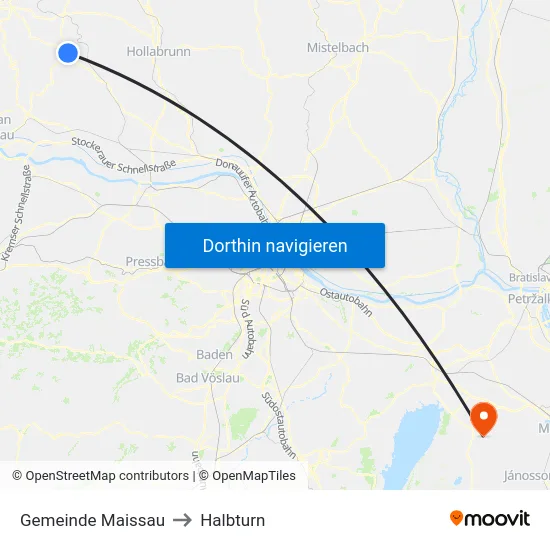 Gemeinde Maissau to Halbturn map