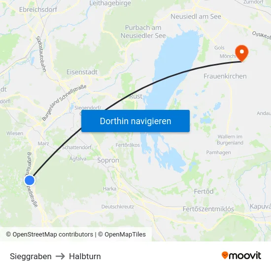 Sieggraben to Halbturn map