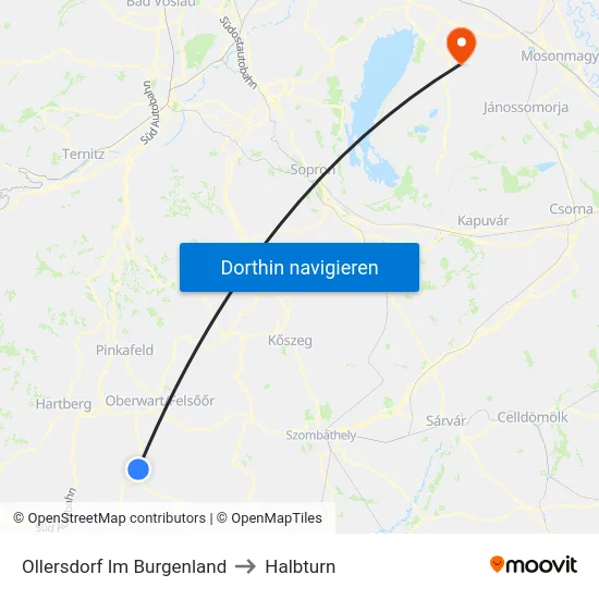 Ollersdorf Im Burgenland to Halbturn map