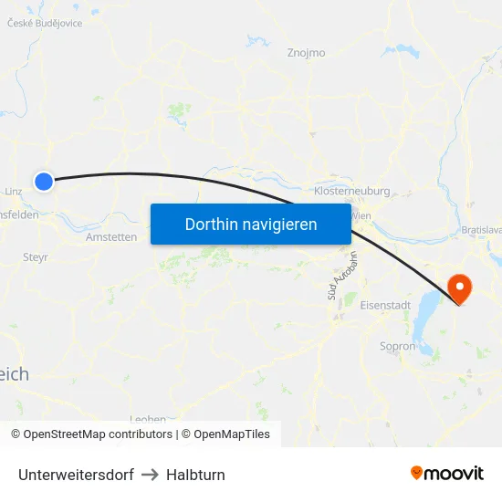 Unterweitersdorf to Halbturn map
