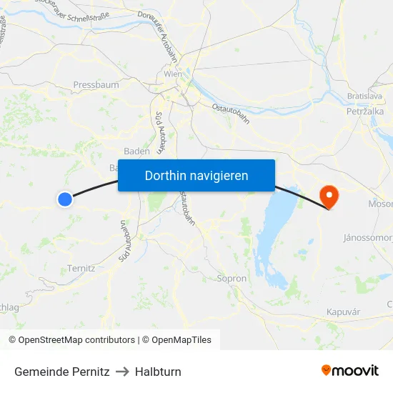 Gemeinde Pernitz to Halbturn map
