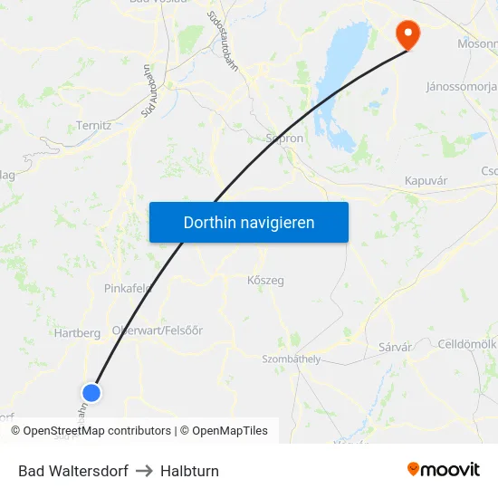 Bad Waltersdorf to Halbturn map