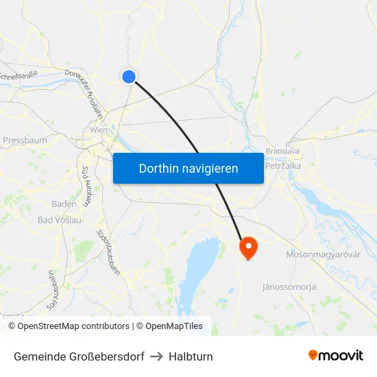 Gemeinde Großebersdorf to Halbturn map