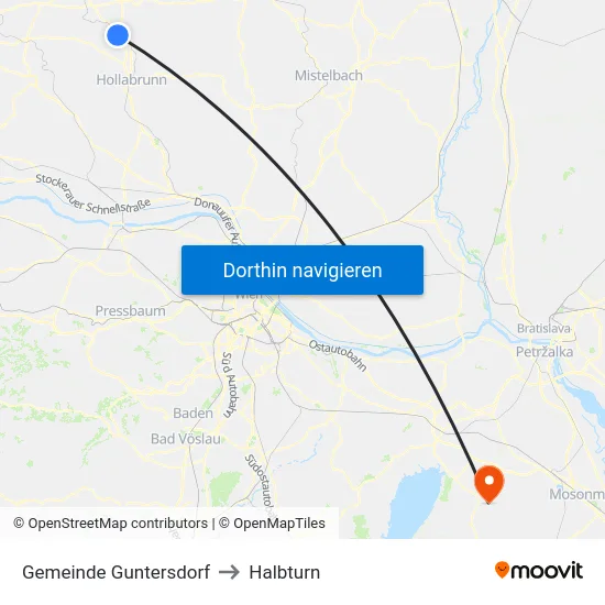 Gemeinde Guntersdorf to Halbturn map