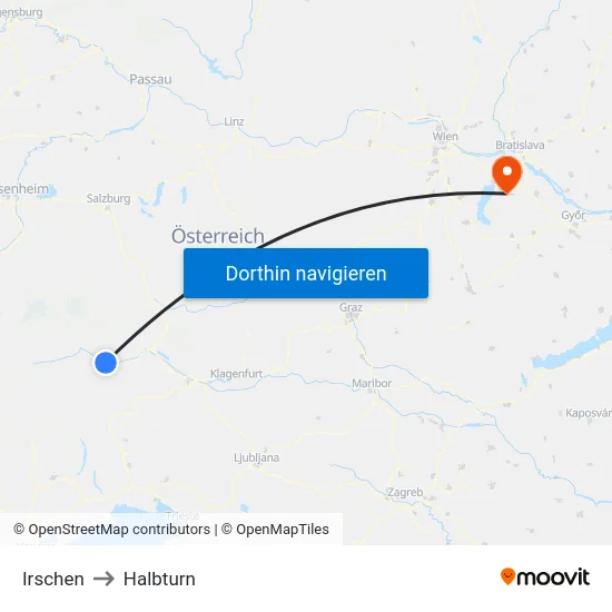 Irschen to Halbturn map
