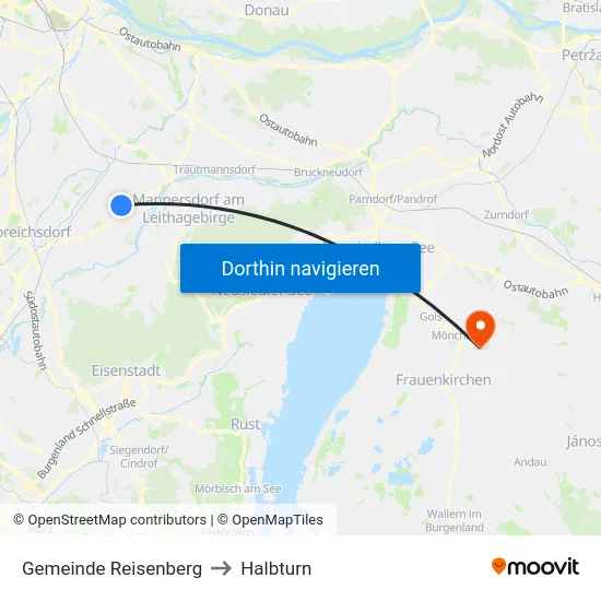 Gemeinde Reisenberg to Halbturn map