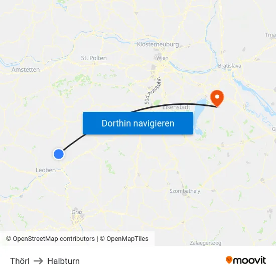 Thörl to Halbturn map