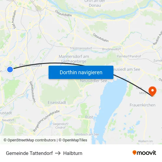 Gemeinde Tattendorf to Halbturn map