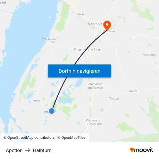 Apetlon to Halbturn map