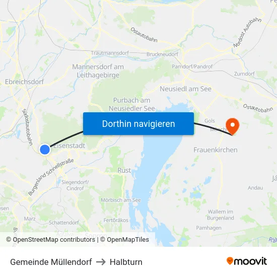 Gemeinde Müllendorf to Halbturn map
