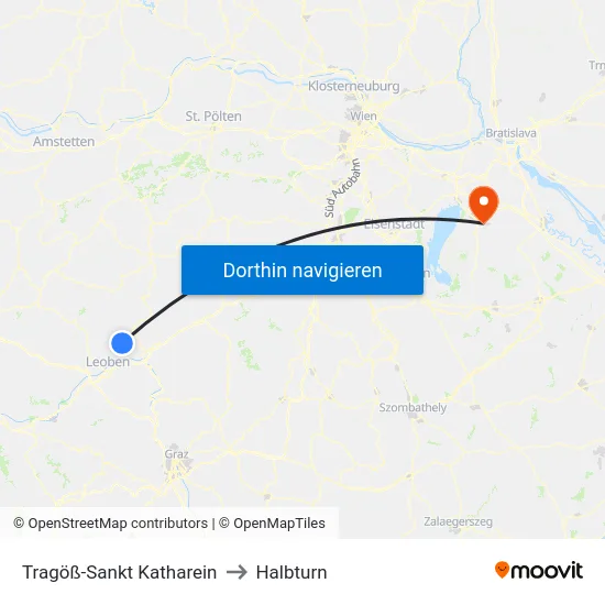 Tragöß-Sankt Katharein to Halbturn map