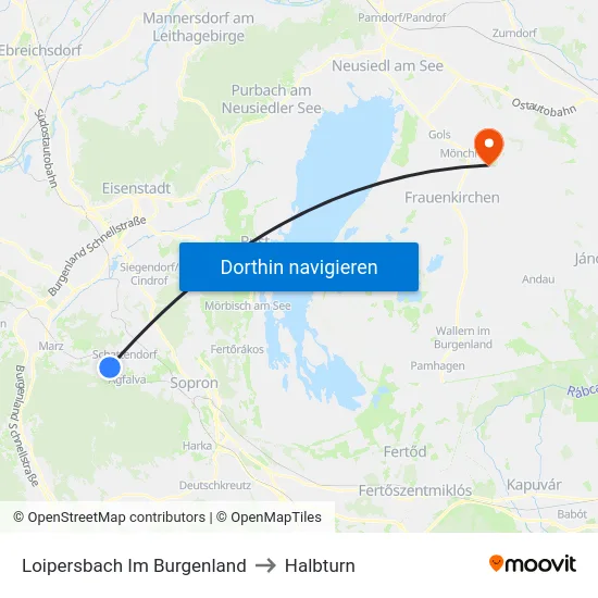Loipersbach Im Burgenland to Halbturn map