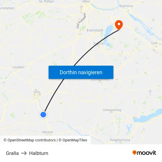 Gralla to Halbturn map