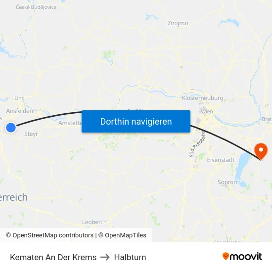 Kematen An Der Krems to Halbturn map