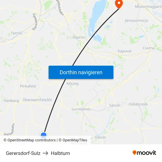 Gerersdorf-Sulz to Halbturn map