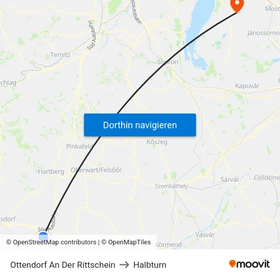 Ottendorf An Der Rittschein to Halbturn map