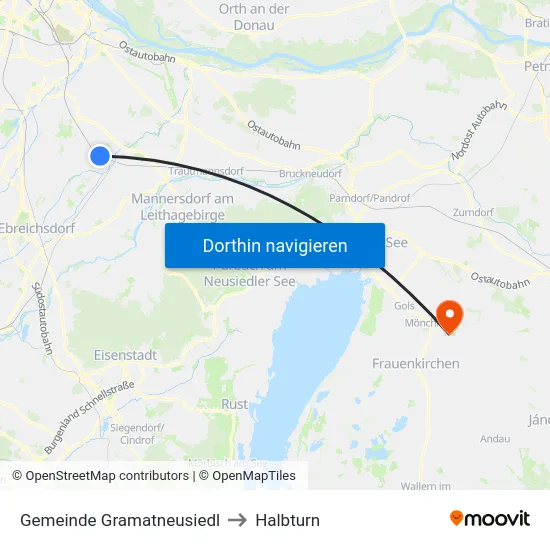 Gemeinde Gramatneusiedl to Halbturn map