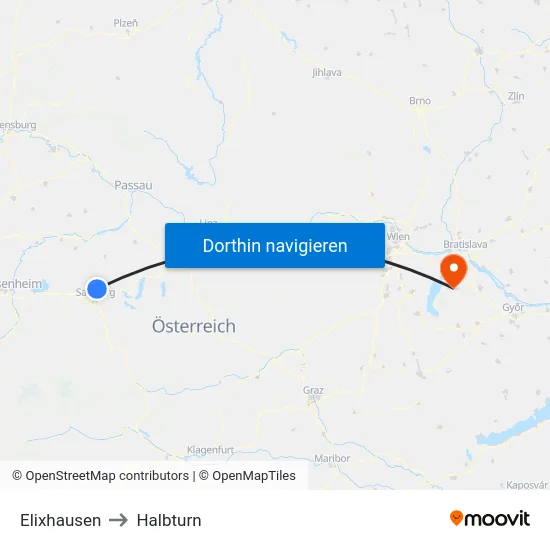 Elixhausen to Halbturn map