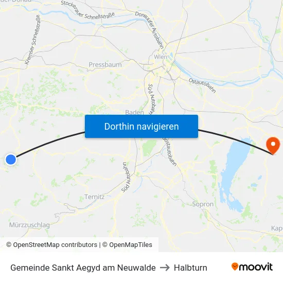 Gemeinde Sankt Aegyd am Neuwalde to Halbturn map
