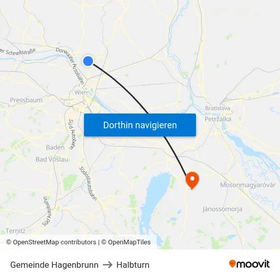 Gemeinde Hagenbrunn to Halbturn map