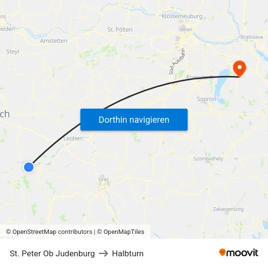 St. Peter Ob Judenburg to Halbturn map
