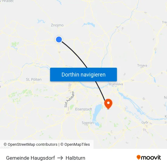Gemeinde Haugsdorf to Halbturn map