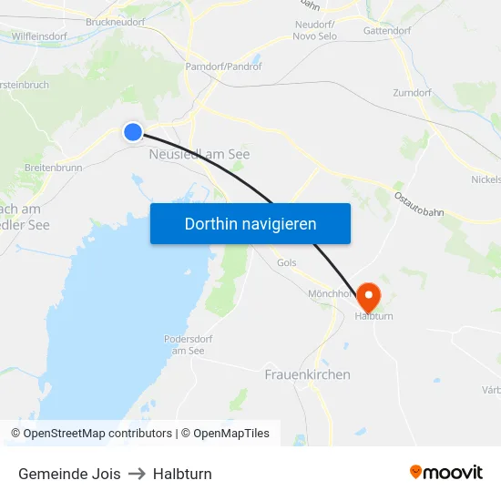 Gemeinde Jois to Halbturn map