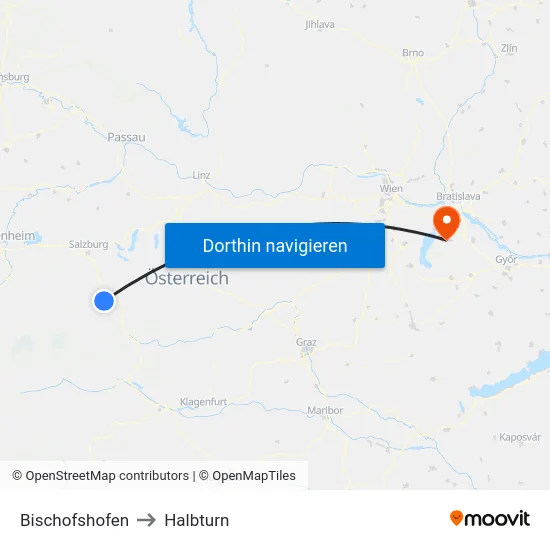 Bischofshofen to Halbturn map
