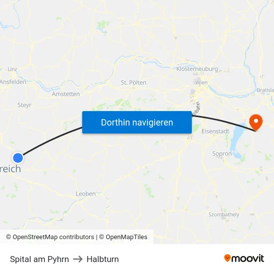 Spital am Pyhrn to Halbturn map