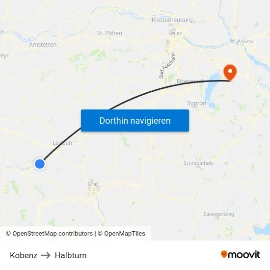 Kobenz to Halbturn map