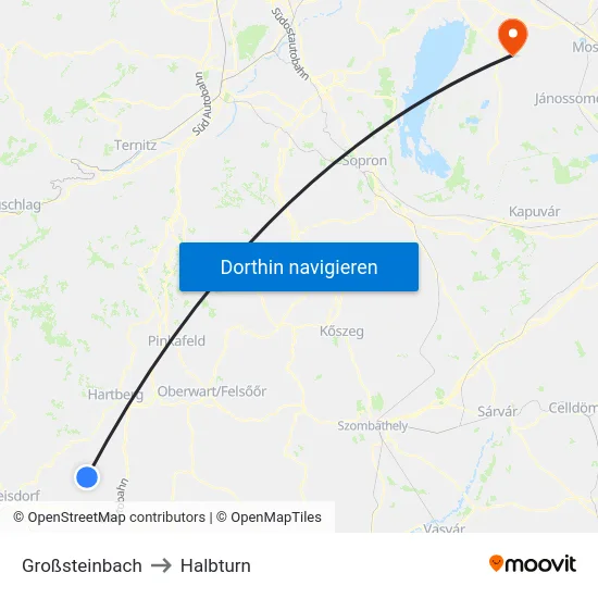 Großsteinbach to Halbturn map